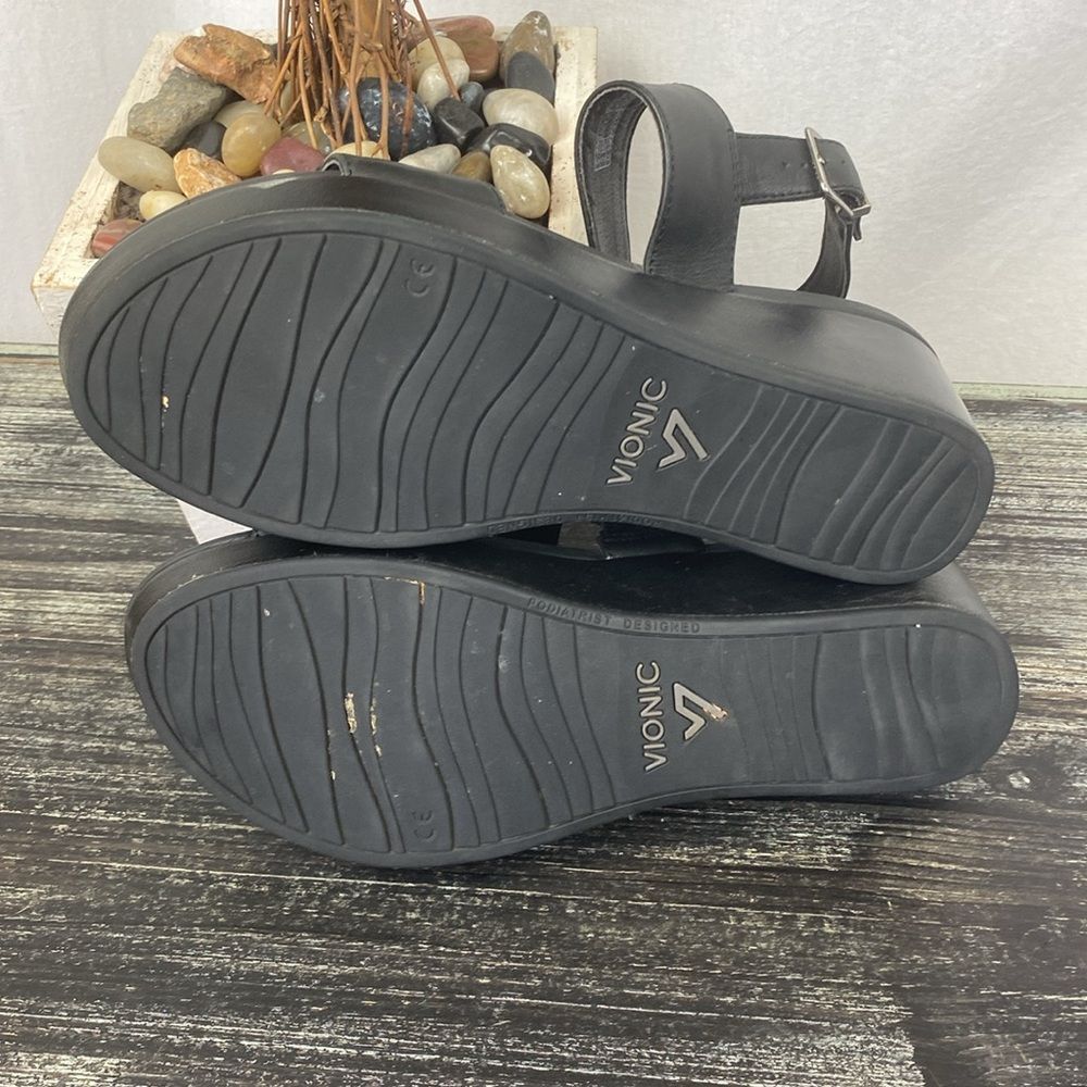 Vionic Black Leather Lovell Strappy Buckle Close Sandal Shoes 9 - Picture 5 of 7
